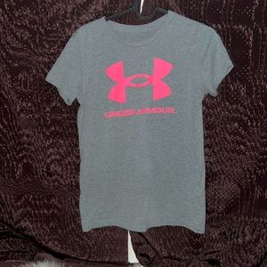 Under Armor gray and hot pink Baby Tee